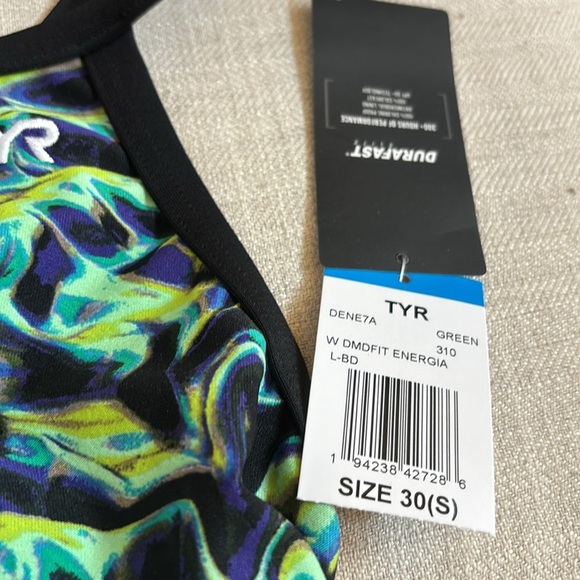 TYR Women's Durafast Elite Diamondfit Swimsuit Green/Energia Size30/Small - Picture 4 of 7